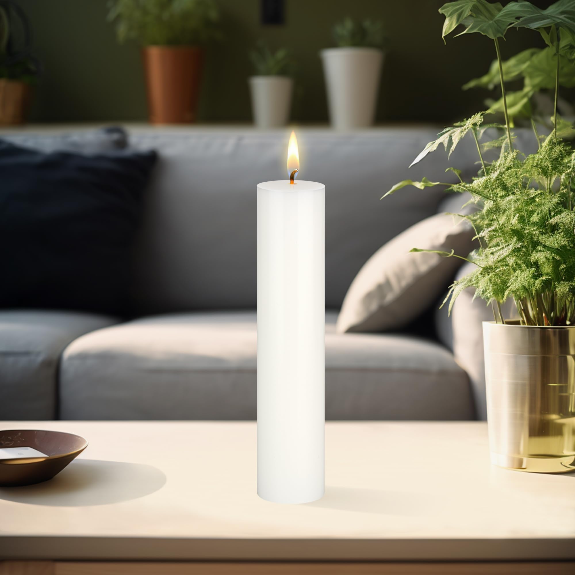 Premium Unscented White Pillar Candles 6-Pack - 2