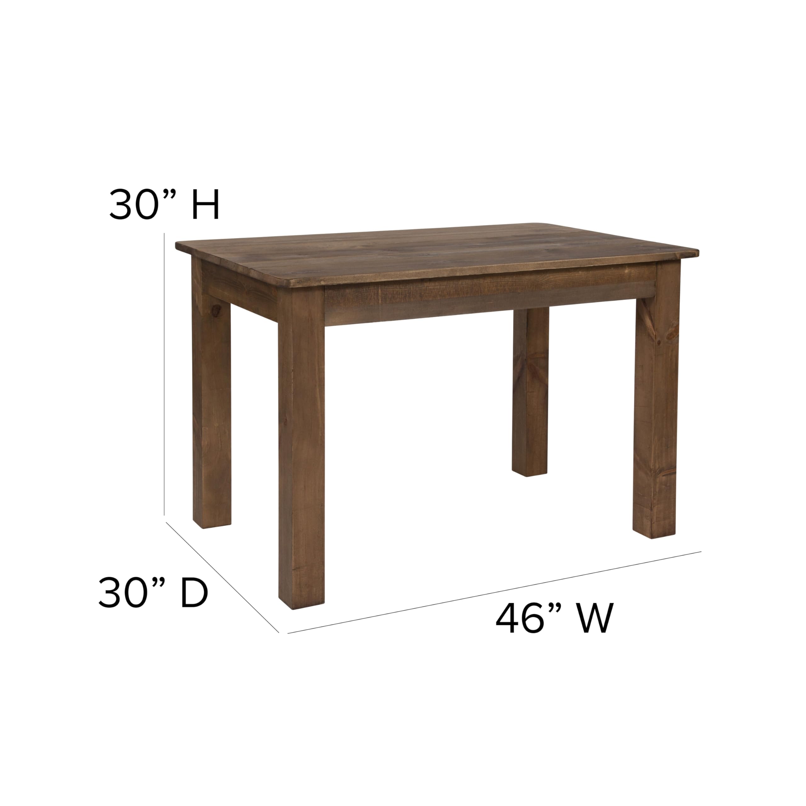 Merrick Lane Rustic Brown Solid Wood Dining Table - 46
