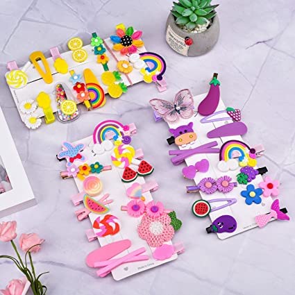 Ezume® 24-Piece Baby Hair Clips Set - Cute Flower, Rainbow, Candy & Butterfly Barrettes for Girls & Toddlers | Hair Accessories for Styling, School, Parties & Everyday Wear