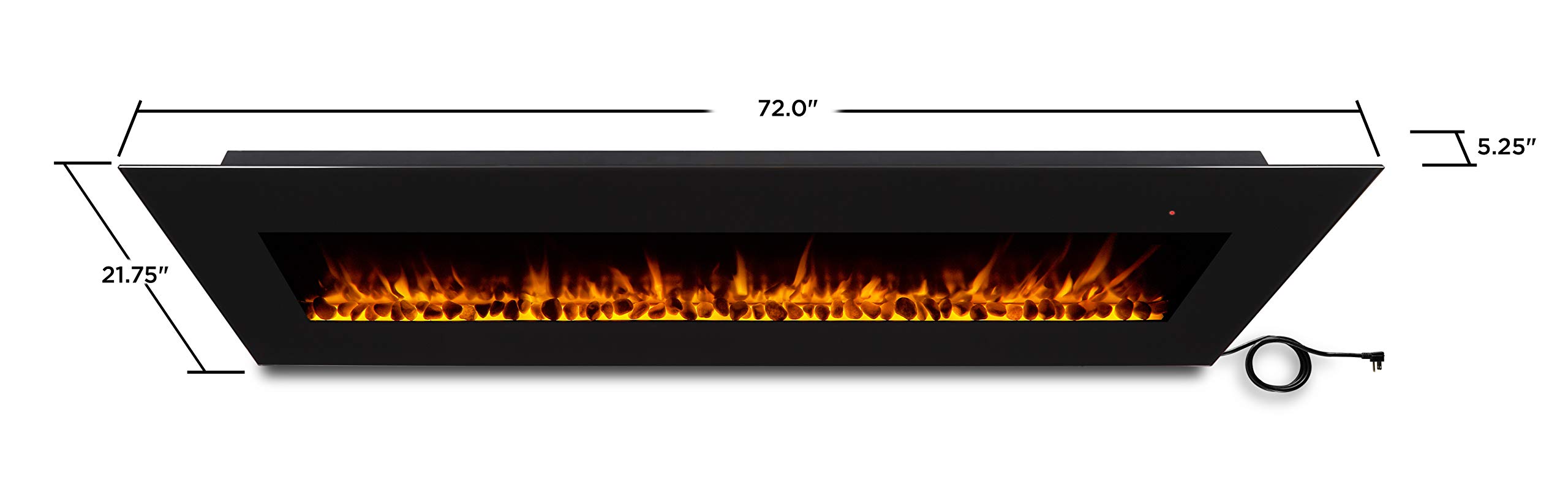 Real Flame Corretto 72-Inch Black Electric Fireplace - Modern Heating Solution for Living Room, Bedroom & Office