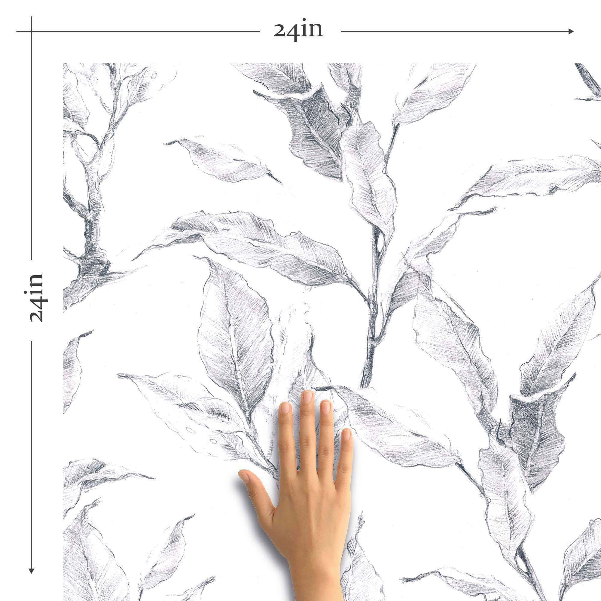 Grey Floral Peel and Stick Removable Wallpaper 4492 - Self-Adhesive Decorative Wall Covering for Bedroom, Living Room & Home Office