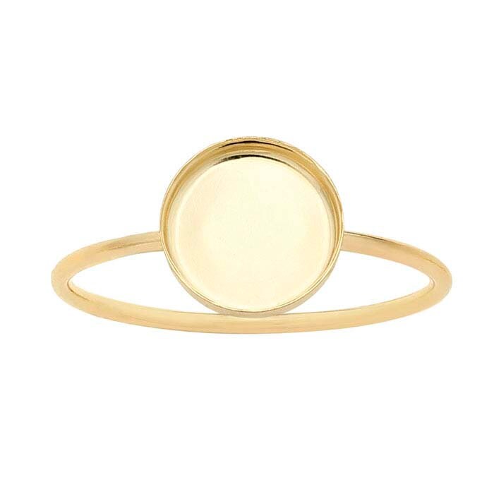 14K/20K Yellow Gold Filled Round Cabochon Ring Mounting - 3mm, 4mm, 5mm, 6mm, 8mm Sizes - Blank Cabochon Setting for Size 5 to 8 - Perfect for Jewelry Making, DIY Rings, and Custom Gemstone Designs