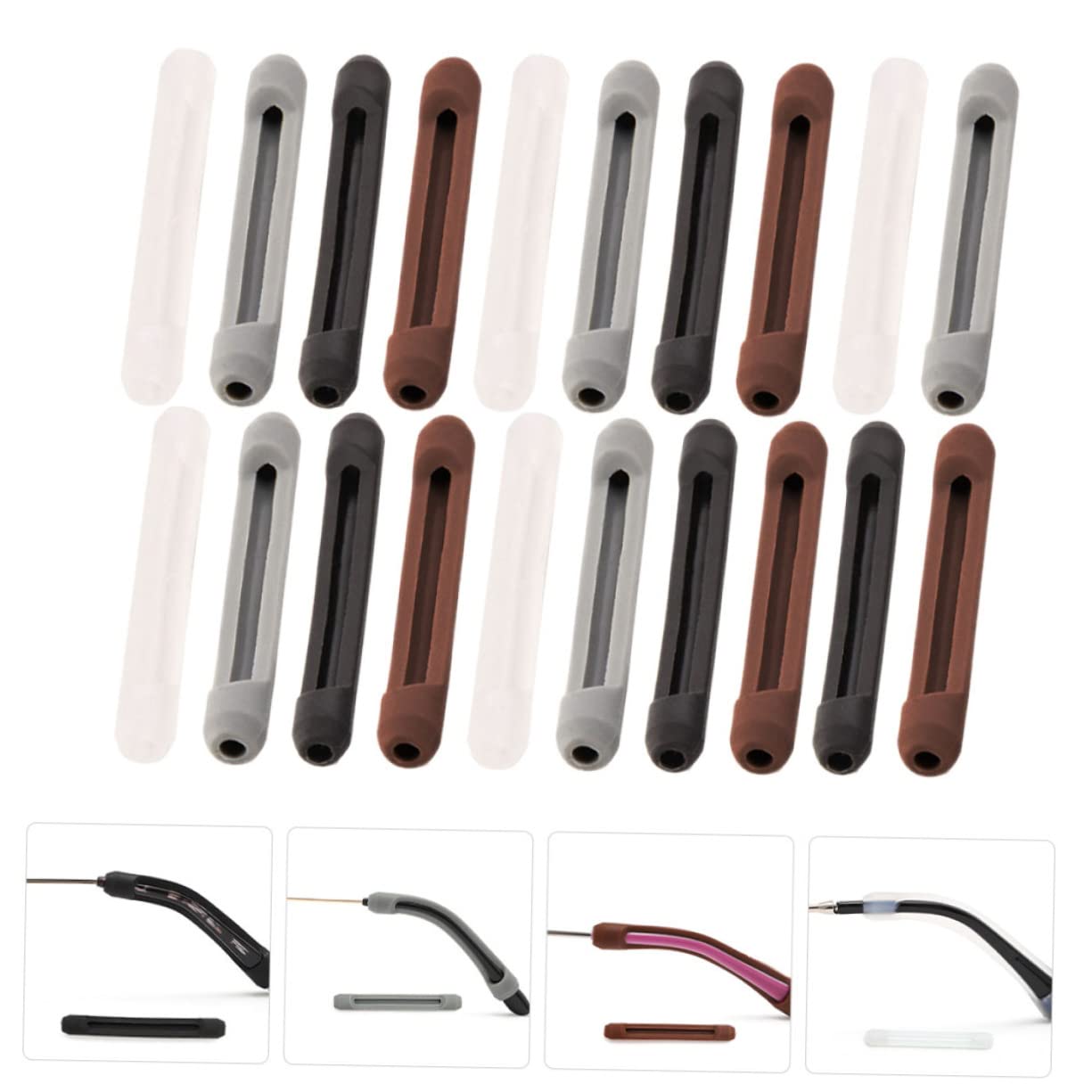 JECOMPRIS 80 Pairs Non-Slip Silicone Glasses Temple Covers - Eyeglass Frame Accessories for Sports, Reading & Daily Use - Secure Fit for Glasses Legs & Comfortable Grip