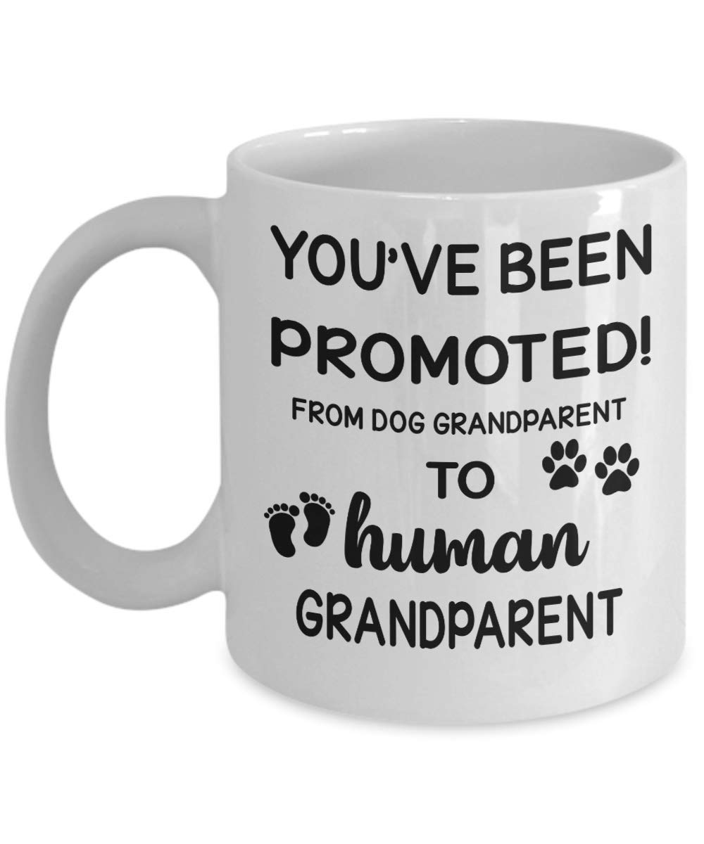 Dog Grandma To Human Grandma Mug - Pregnancy Announcement Gift for New Grandparents, Dog Baby Reveal Ceramic Cup - 11oz Coffee Mug for Grandmothers, Perfect for Mother's Day & Family Celebrations