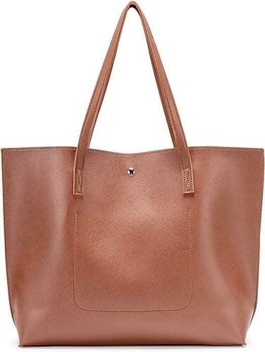 Nodykka Women's PU Leather Tote Bag - Stylish Satchel Handbag for Work, Travel & Shopping (Brown)