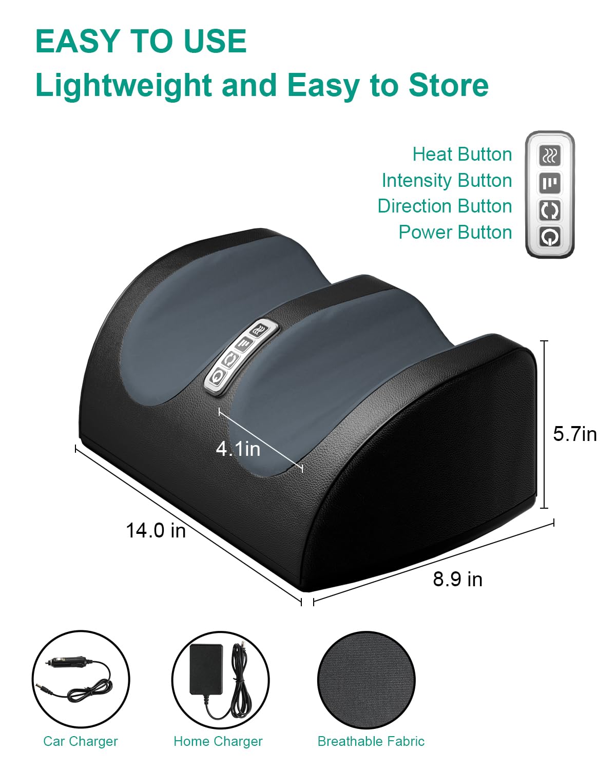 LINGTENG Shiatsu Foot Massager with Heat - Deep Kneading Foot Massage Machine for Relaxation, Perfect Gift for Women, Men, Parents - Ideal for Home, Office & Post-Workout Recovery (Black)