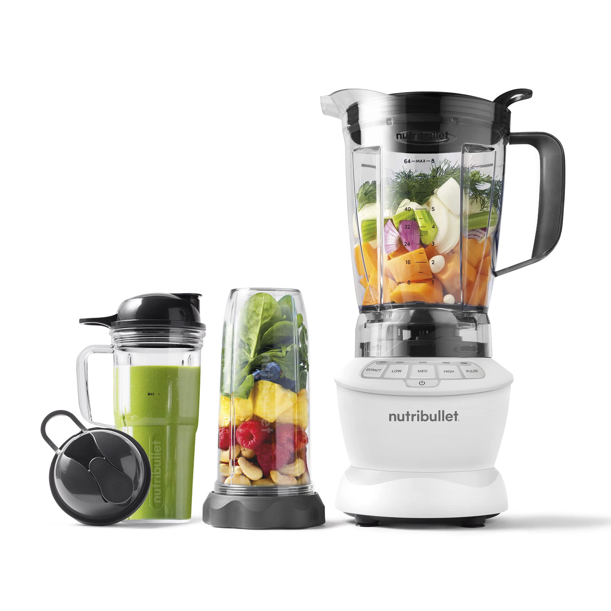 Nutribullet 1200W High-Speed Blender Set with 64 oz Pitcher, 32 oz (900ml) & 24 oz (700ml) Cups - Perfect for Smoothies, Protein Shakes & Meal Prep at Home