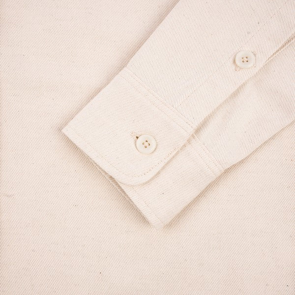 Iron Heart IHSH 414 9oz Cotton Linen Work Shirt - Off White | Durable Men's Casual Shirt for Workwear & Outdoor Activities