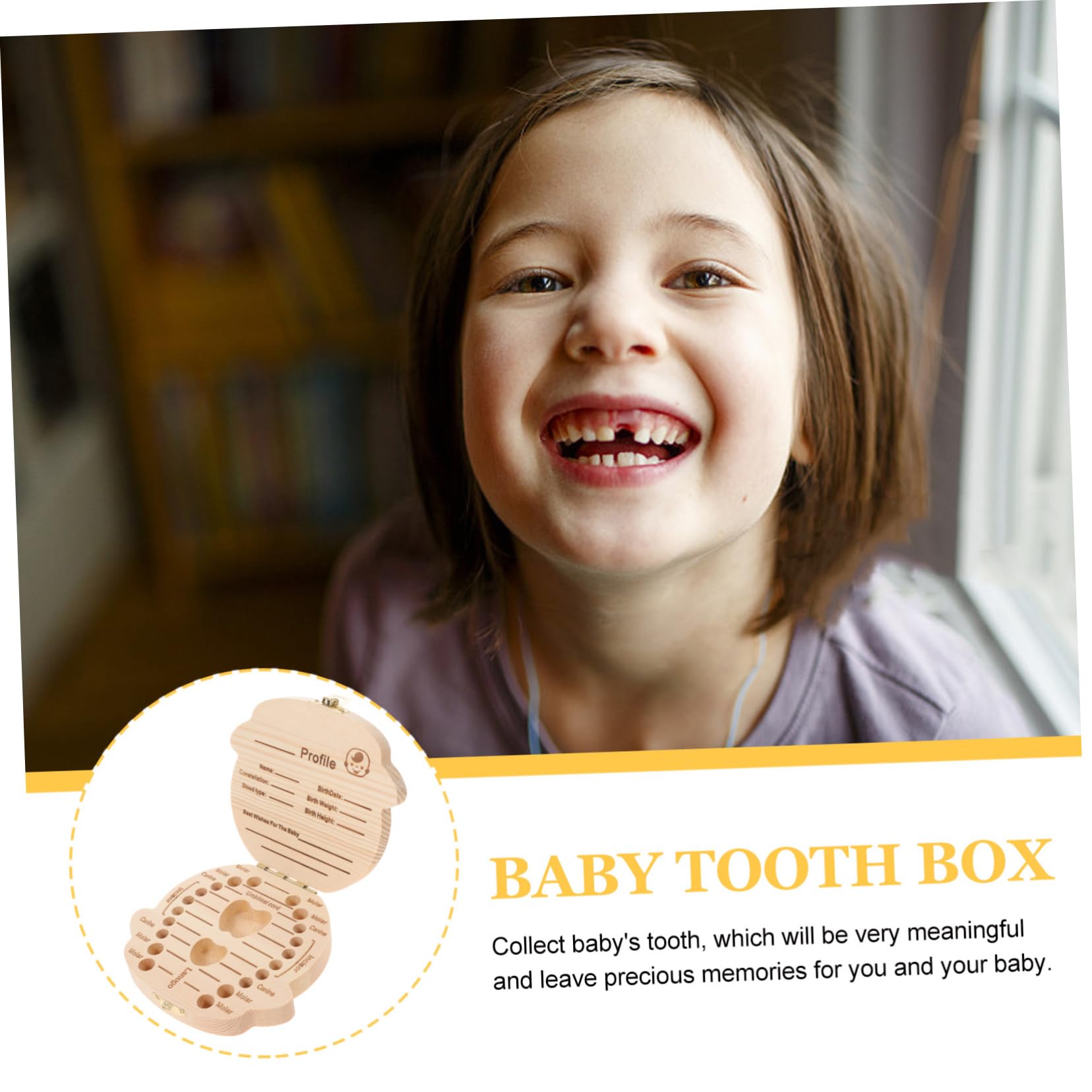 CORHAD Wooden Baby First Tooth Keepsake Box for Boys & Girls - Safe & Adorable Cartoon Tooth Fairy Container - Perfect for Storing Milk Teeth & Creating Magical Memories (Baby Shower Gift, Nursery Decor)