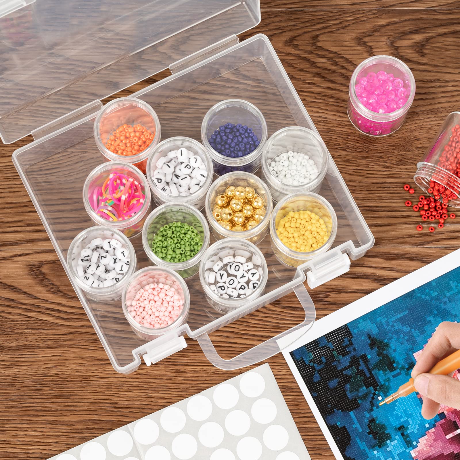 Diamond Painting Bead Organizer Box - 14 Slot Clear Storage Container with Lid for Embroidery Beads & Craft Accessories | Perfect for DIY Art Projects, Jewelry Making & Home Organization (1 Pack)