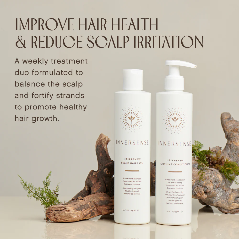 INNERSENSE Organic Beauty Hair Renew Scalp Balance Duo - Organic Shampoo & Conditioner Set for Dry Scalp & Hair Repair - Perfect for Daily Hair Care & Scalp Hydration