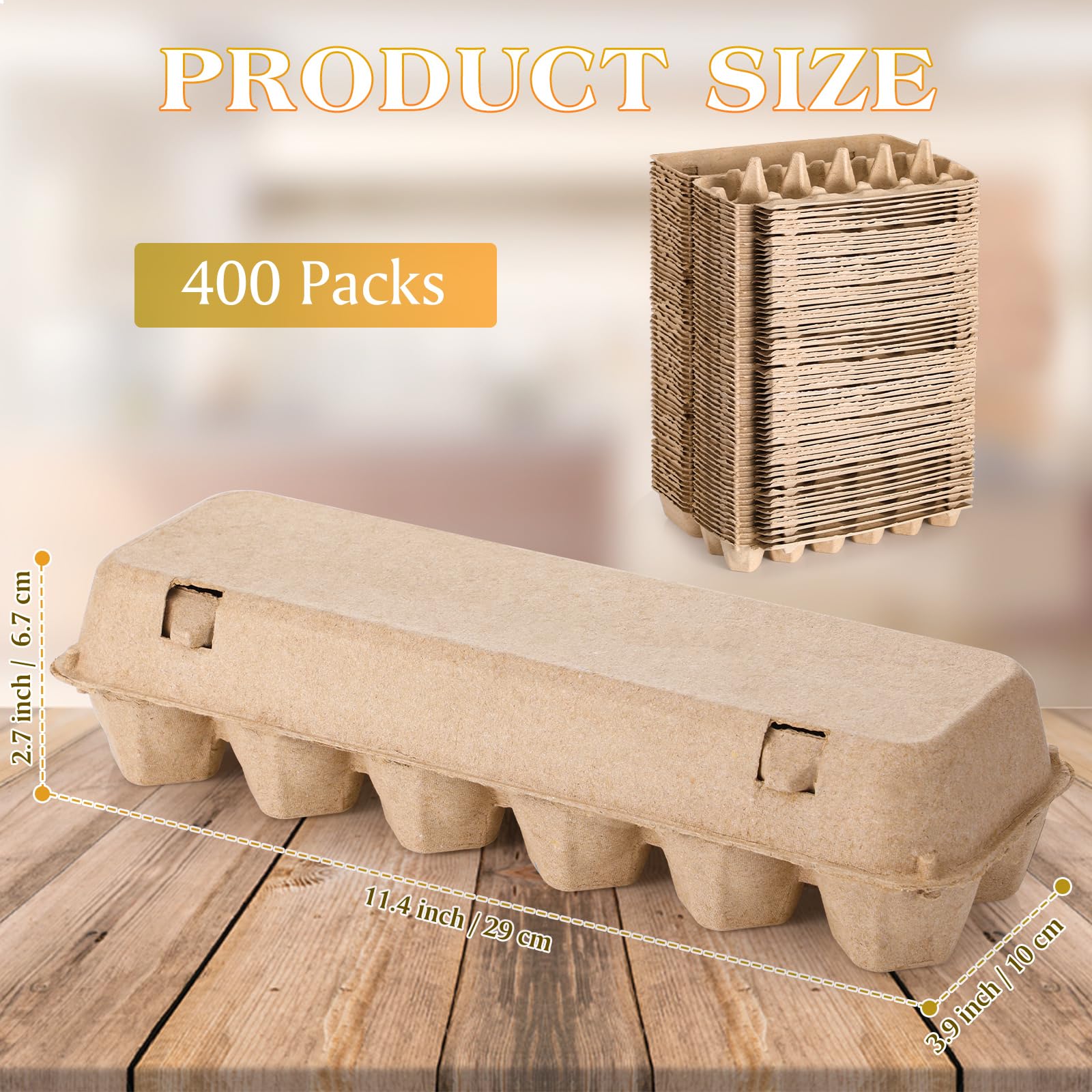 400 Pcs Blank Paper Pulp Egg Cartons - 1 Dozen Egg Containers, Eco-Friendly Cardboard Egg Trays for Kitchen, Farm, Market & Home Egg Storage (2x6 Style) - Perfect for Fresh Eggs, Farmers Markets & Sustainable Packaging