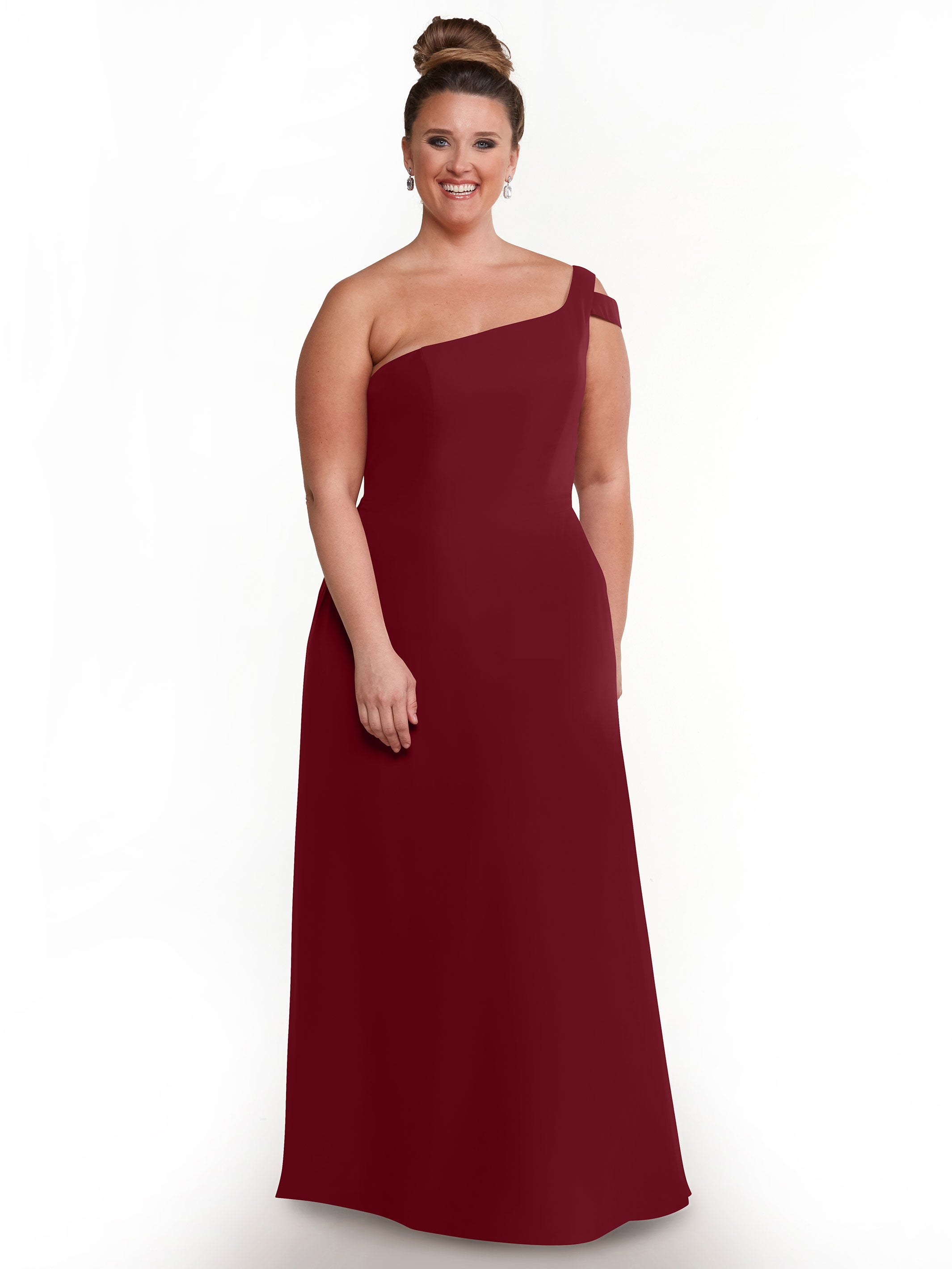 Elegant 80139 Chiffon A-Line One Shoulder Bridesmaid Dress with High Slit - Perfect for Weddings, Prom & Formal Events