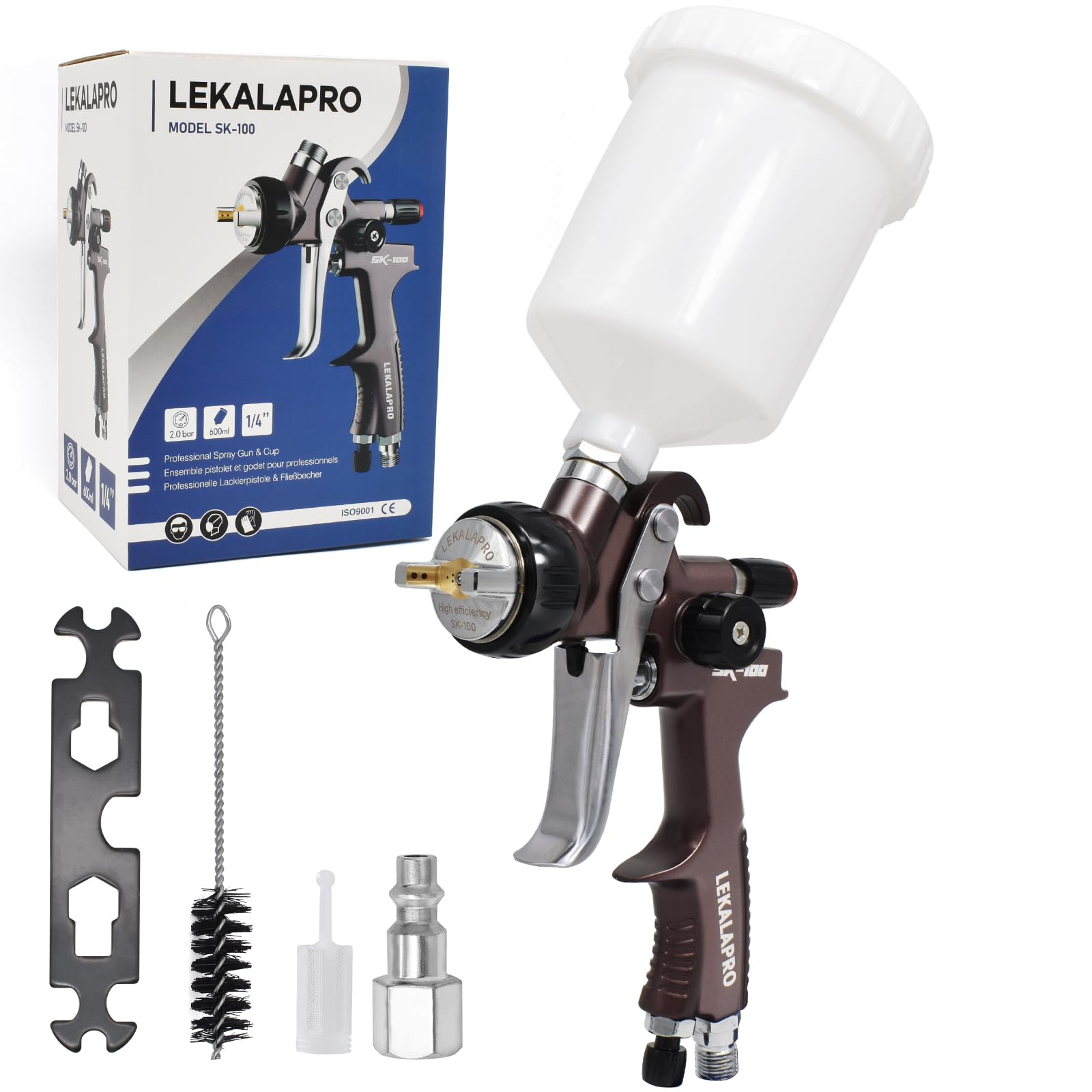 Premium SK100 HVLP Spray Gun 1.3mm Nozzle - Professional Automotive Paint Sprayer for Cars, Furniture, Varnish & Top Coat - Ideal for Auto Body Repair, DIY Projects & Professional Finishing