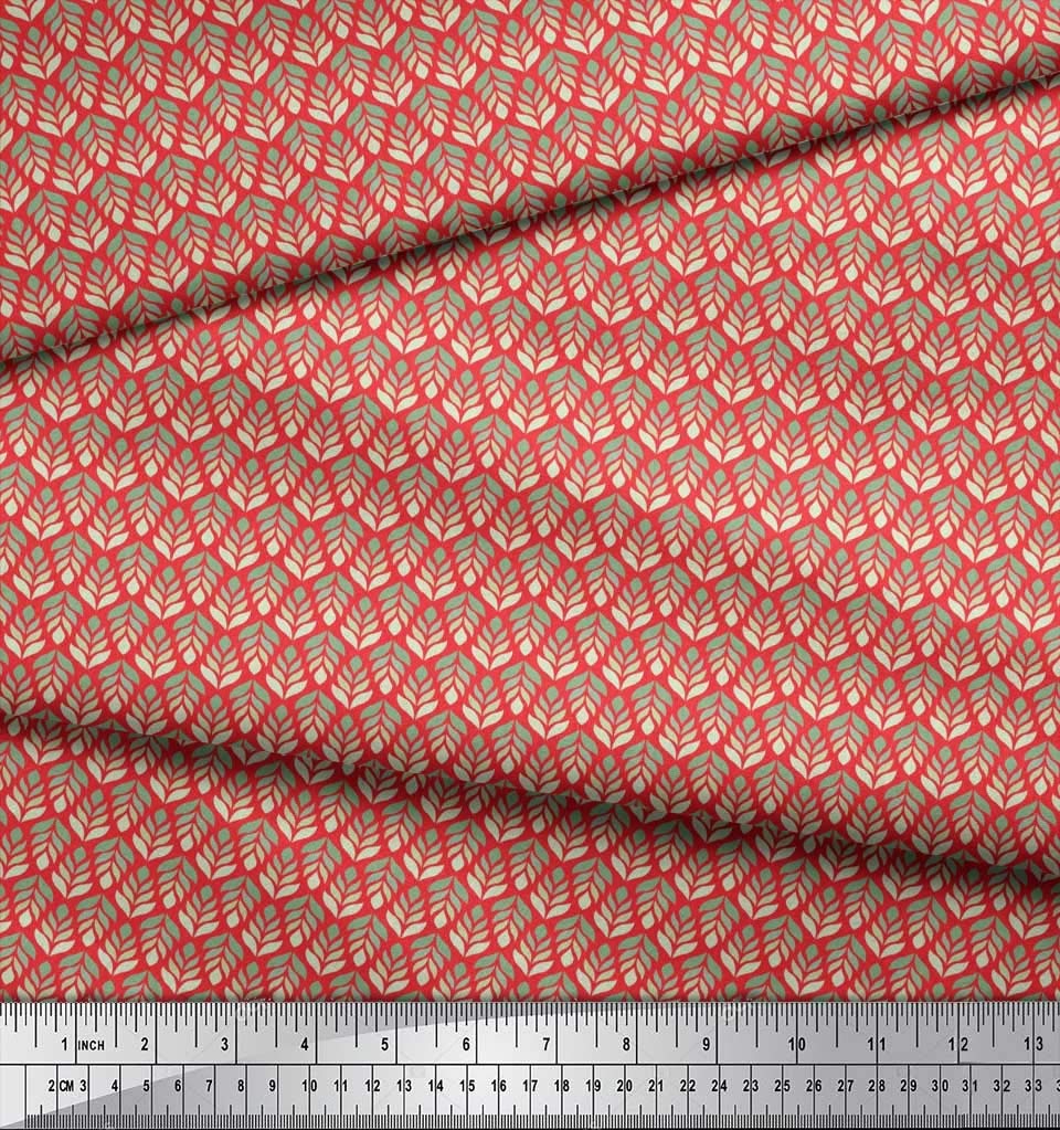 Soimoi Moss Georgette Brown Fabric by The Yard - 42 Inch Wide Printed Fabric with Small Leaves Design - Nature-Inspired Fabric for Dresses, Curtains & DIY Crafts
