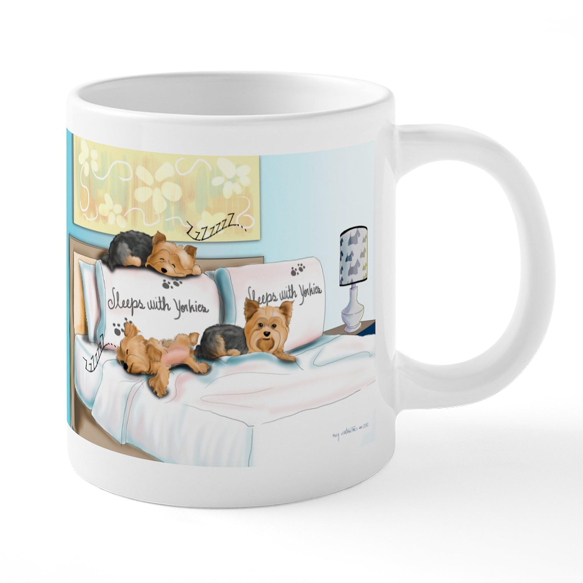 Sleeps With Yorkies 20 oz Ceramic Coffee Mega Mug - Large Insulated Tea Cup for Home, Office & Gifts - Funny Dog Lover's Mug for Coffee, Tea & Hot Beverages