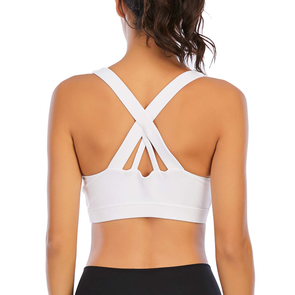 JANSION Women's Cross Back Sports Bra - High Support Workout Bra for Running, Yoga & Gym with Removable Pads - Perfect for High-Intensity Training & Active Lifestyles