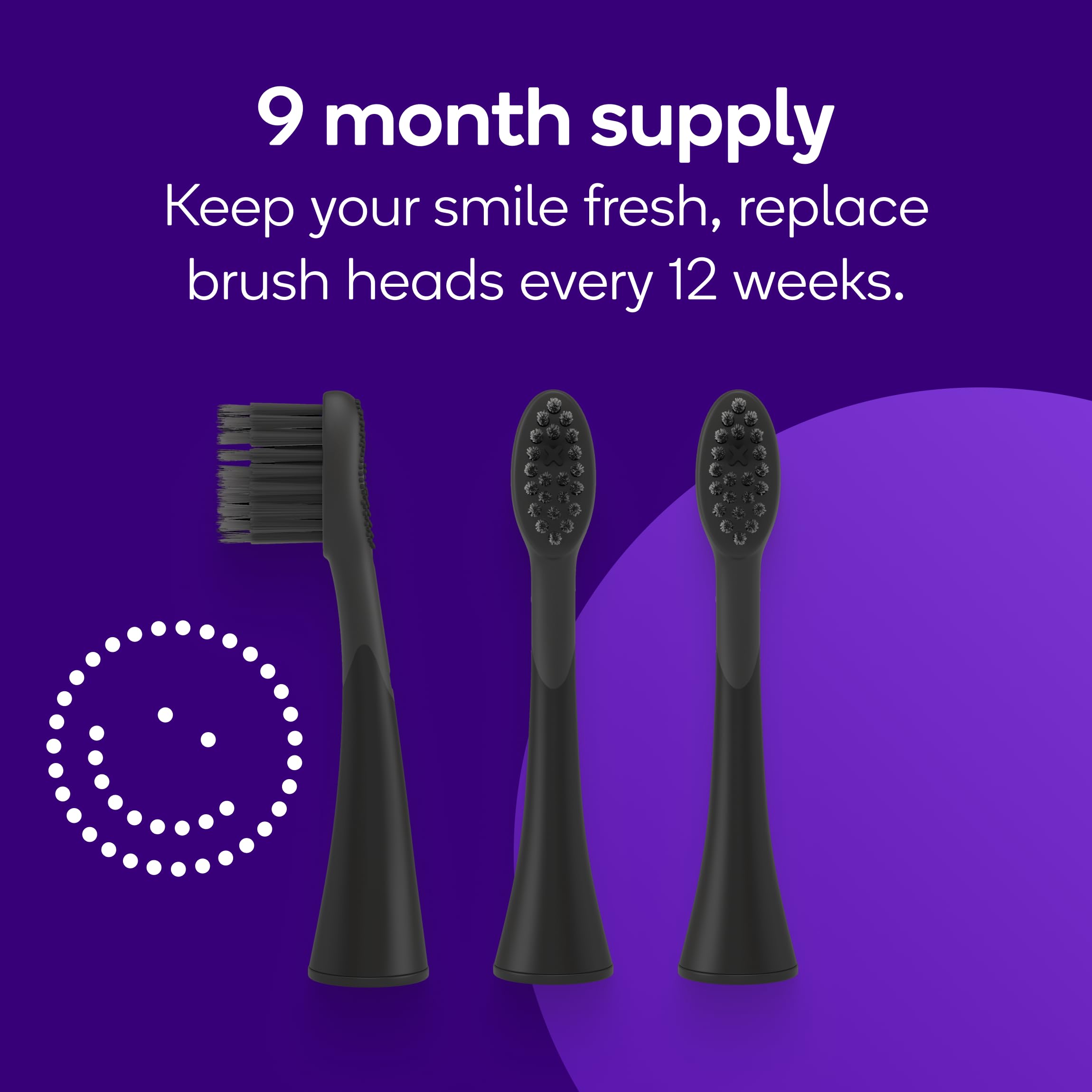 BURST Sonic Electric Toothbrush Replacement Heads (3 Pack, Black) – Ultra Soft Bristles for Deep Cleaning, Stain & Plaque Removal – Compatible with Original Sonic Toothbrush – Perfect for Travel & Daily Oral Care