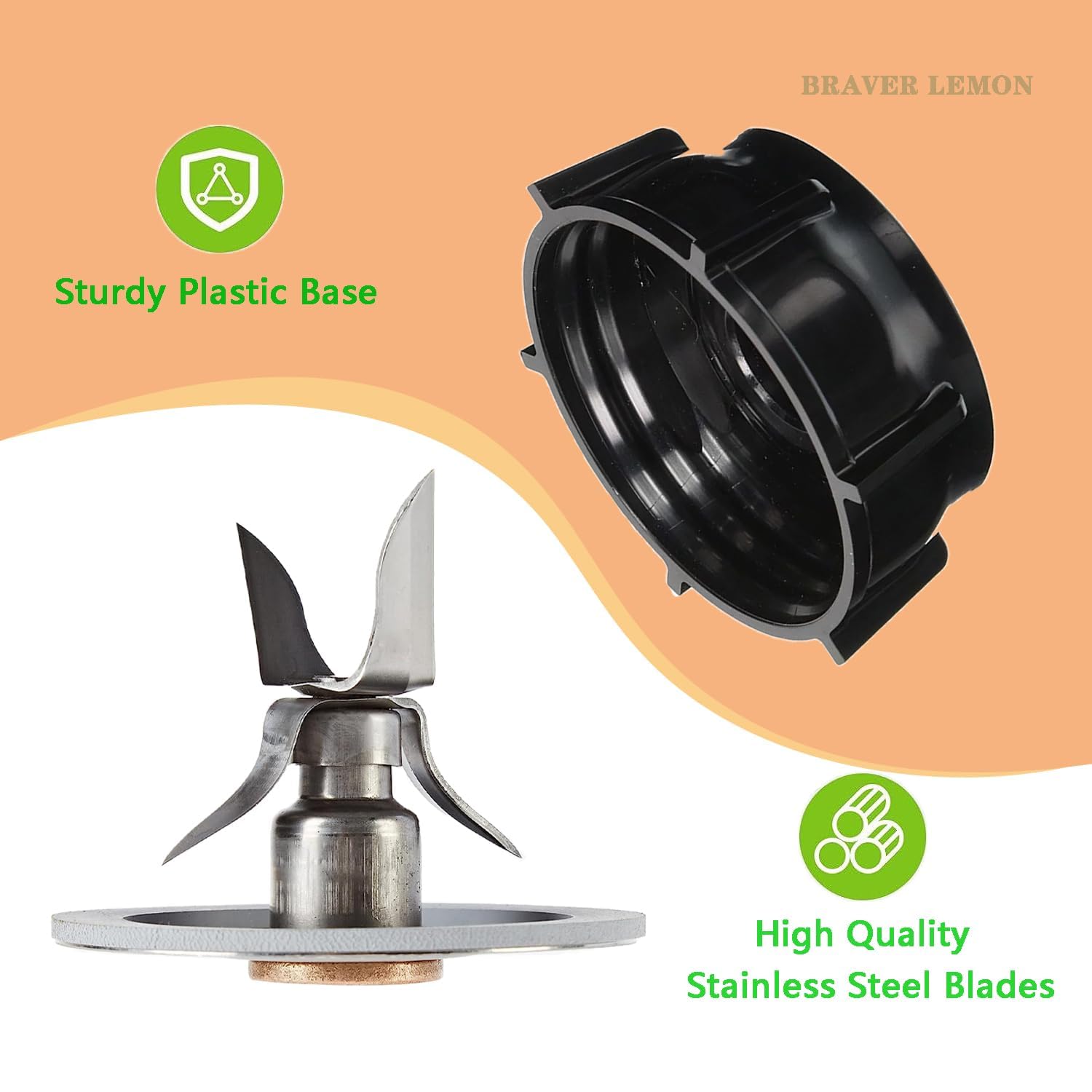 Oster Blender Replacement Parts - Ice Crushing Blade with Jar Base Cap & 2 Rubber O-Ring Seal Gaskets - Compatible with Osterizer Blenders - Perfect for Smoothies, Shakes & Frozen Drinks at Home