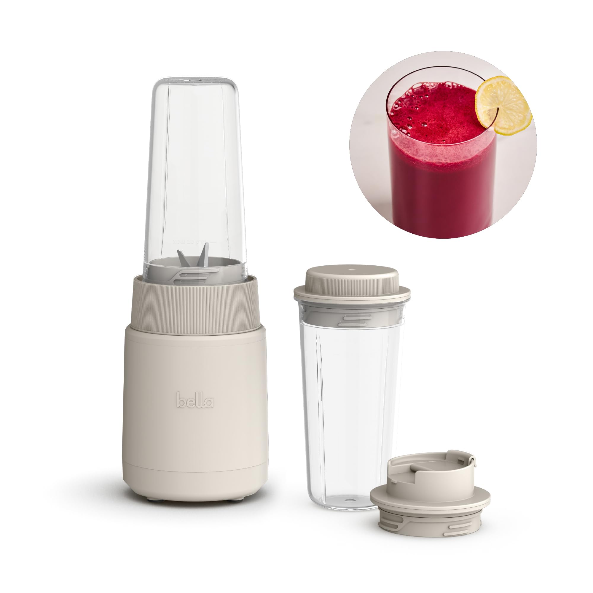 Bella 6-Piece Portable Rocket Blender, Juicer & Smoothie Maker Set - 240W Motor with 4-Tip Stainless Steel Blade, Press & Twist Design, BPA-Free & Dishwasher Safe - Perfect for Smoothies, Juices, Oat Milk & Protein Shakes at Home, Gym or Travel