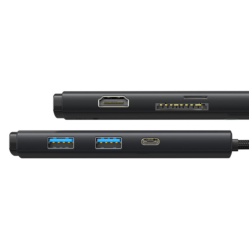 Baseus Lite Series 6-in-1 USB C Hub Adapter with HDMI, 2x USB 3.0 Ports, USB-C PD, SD/TF Card Reader - Perfect for MacBook, iPad Pro, Chromebook & More