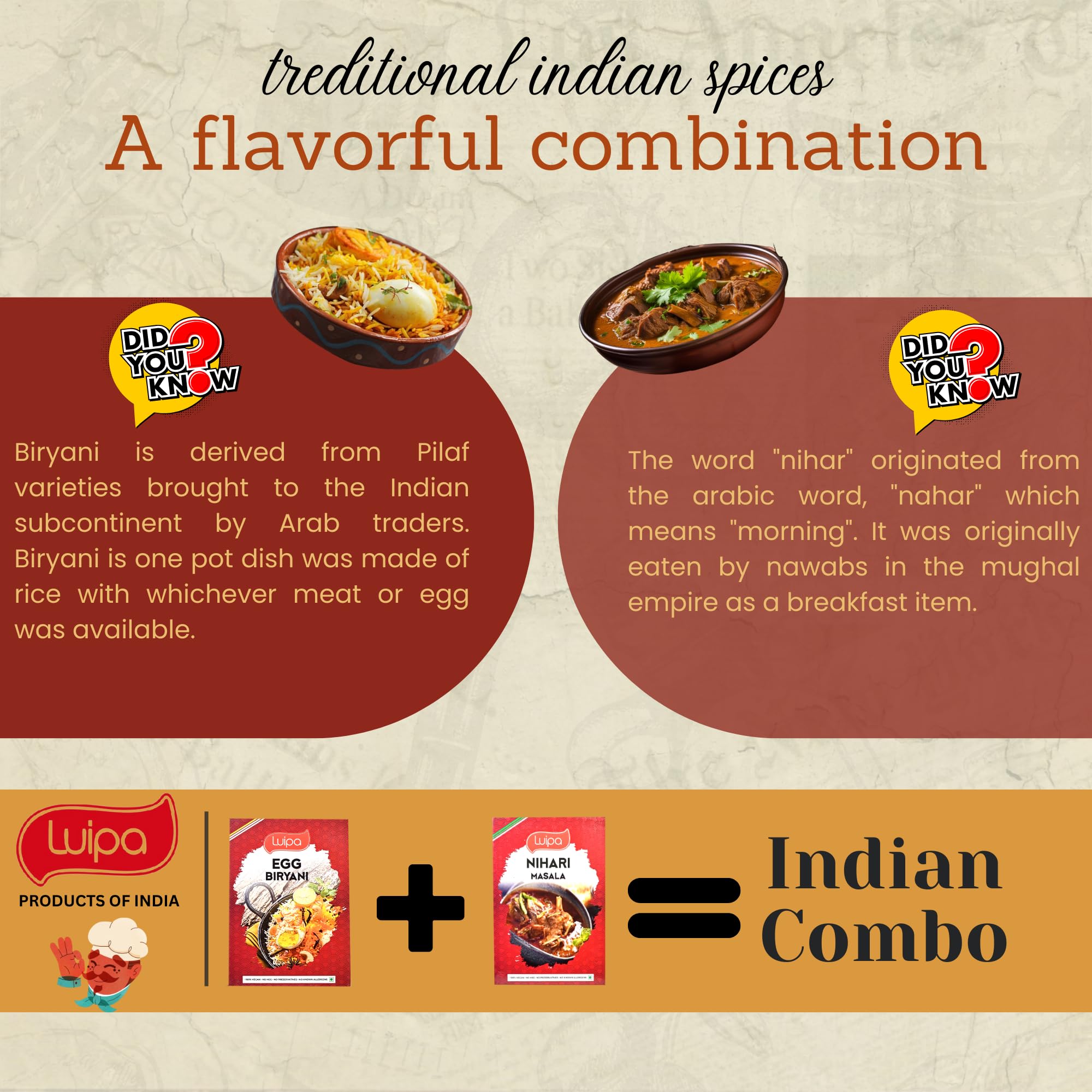 Luipa Egg Biryani & Nihari Masala Spice Combo - 100% Vegan, No MSG, No Preservatives - 50g Each - Perfect for Indian Cooking, Vegan Recipes & Flavorful Home Meals