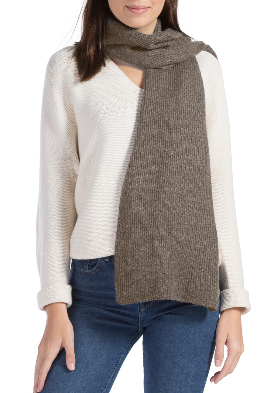 Fishers Finery Women's 100% Pure Cashmere Ribbed Knit Winter Scarf - Soft & Warm Black Label Box Gift | Perfect for Cold Weather, Office, Travel & Holiday Outfits