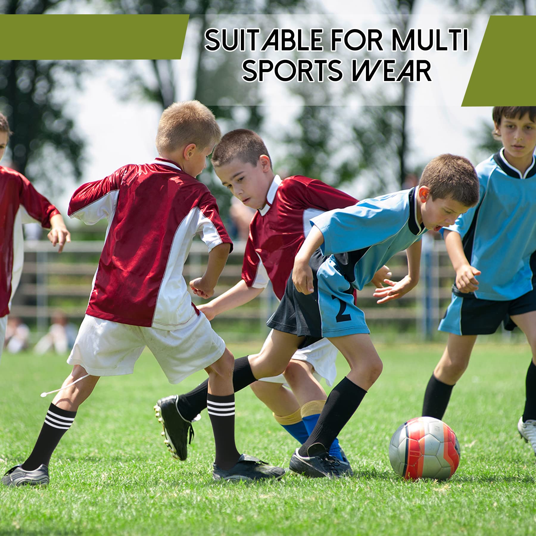 Zando Kids Soccer Socks - Youth Baseball Football Softball Cotton Knee High Socks for Girls - Perfect for Sports Training, Games & Team Uniforms