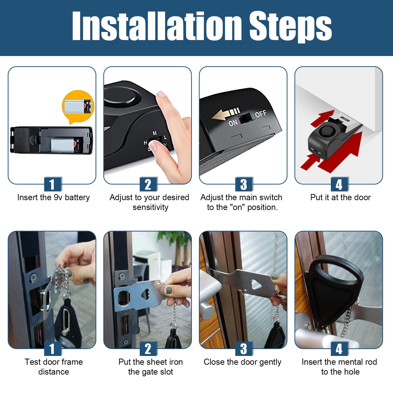 Door Stop Alarm with Security Wedge - Portable Travel & Hotel Safety Device for Home, Office & Dorm (Black) | Prevent Break-Ins & Enhance Security