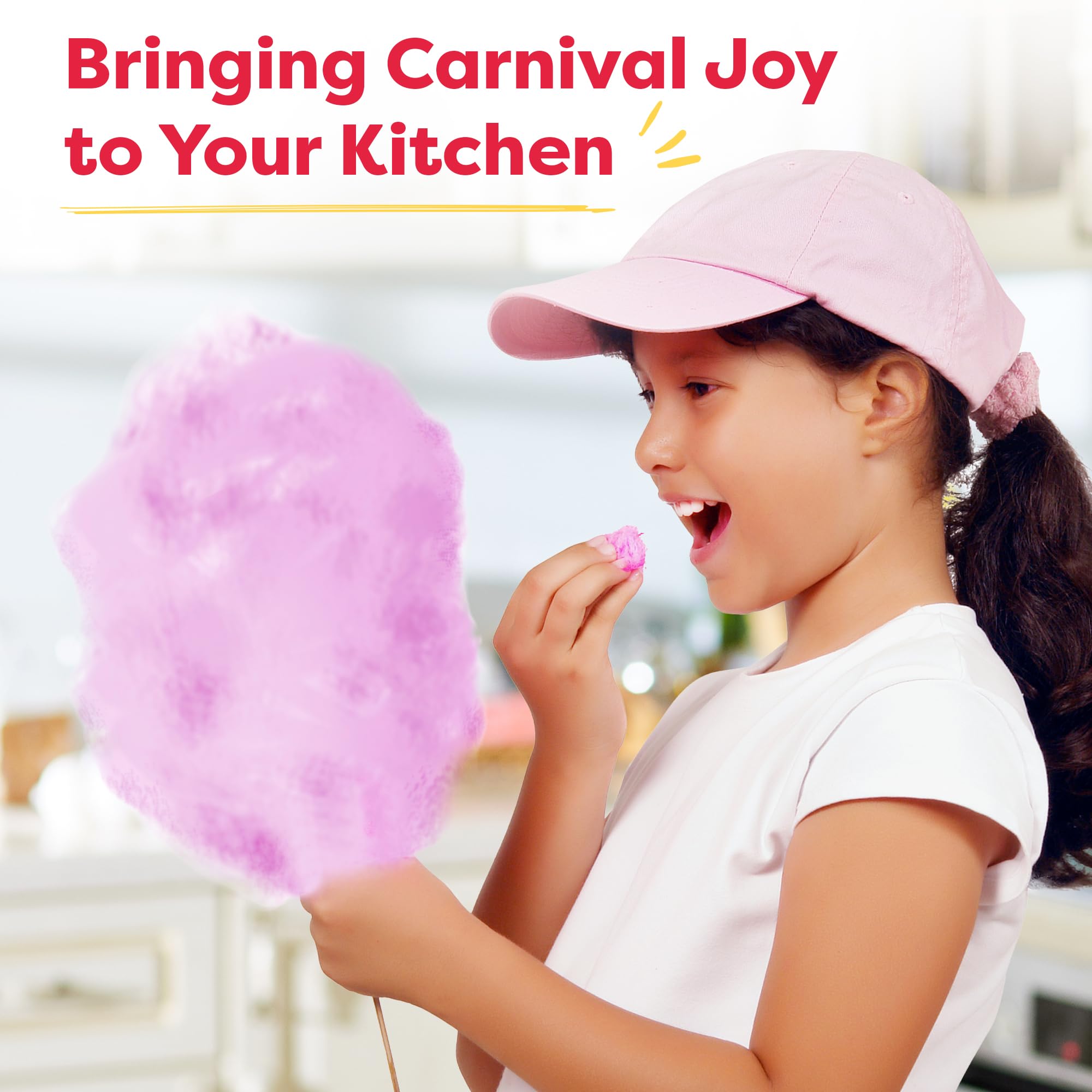 Baketivity Cotton Candy Maker Machine Kit for Kids & Adults - Includes 10 Cotton Candy Sticks, Sugar Scoop & STEM Activity Book - Fun DIY Candy Maker for Birthday Parties, Carnivals & Family Events