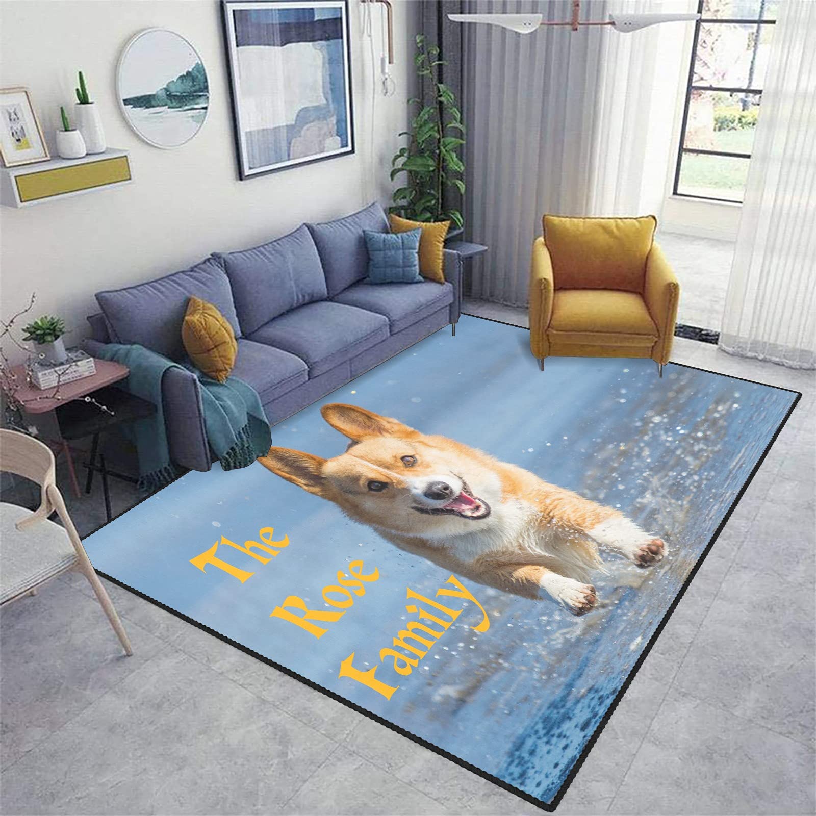 Premium Custom Personalized Dog Running Area Rug - 5.2'x7.5' Non-Slip Pet Carpet for Living Room, Yoga, Bedroom, Playroom & Camping - Perfect for Pet Playtime, Home Decor & Outdoor Adventures
