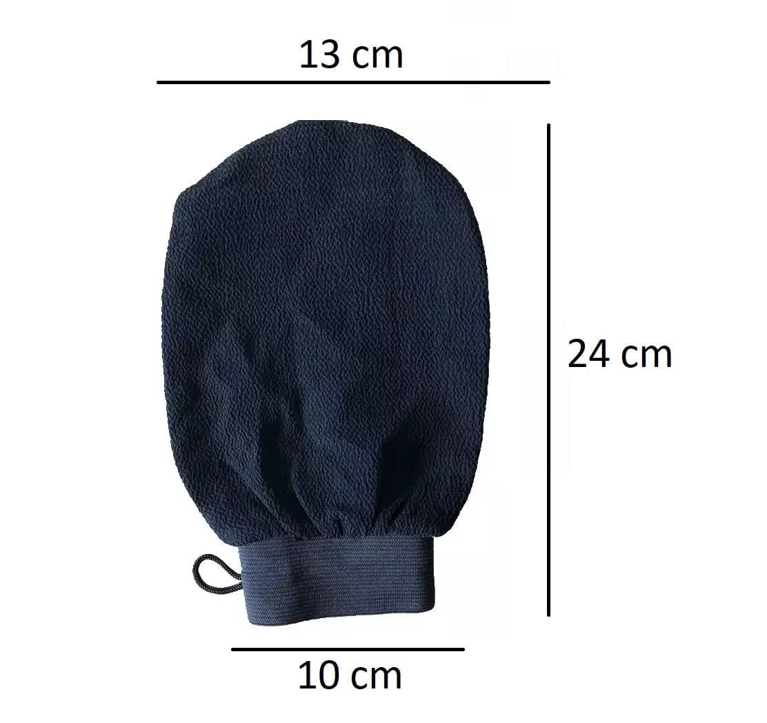 BIGXEN Exfoliating Gloves for Dead Skin Removal - Moroccan Hammam Bath Mitt for Smooth Skin - Body Scrubber Gloves to Remove Dead Skin & Tan - Perfect for Spa, Shower & Self-Care Routine (1pc Black)
