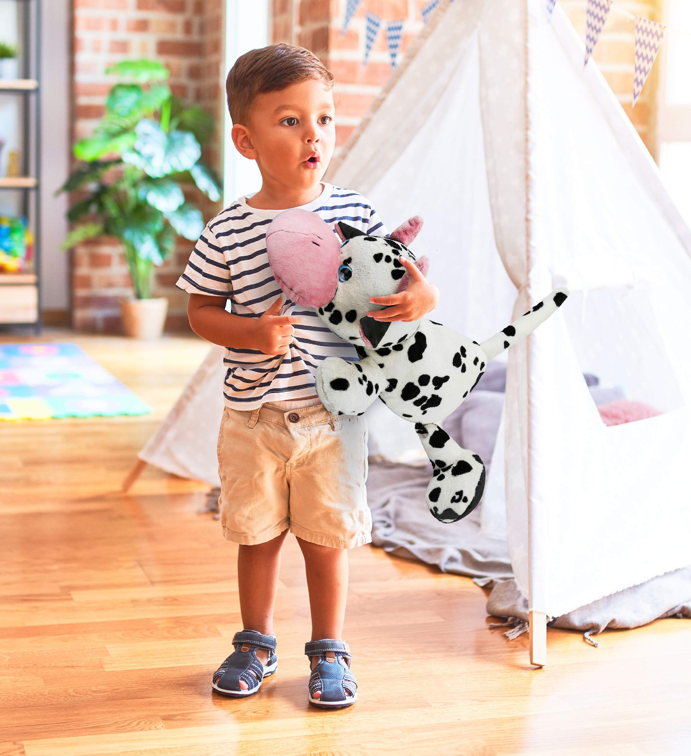 DolliBu Plush Cow Stuffed Animal Pillow - 27 Inch Super Soft Jumbo Hugging Pillow for Kids & Toddlers | Cute & Cozy Nap Buddy, Floor Pillow for Nursery, Bedroom & Playroom | Perfect for Cuddling, Napping & Decor