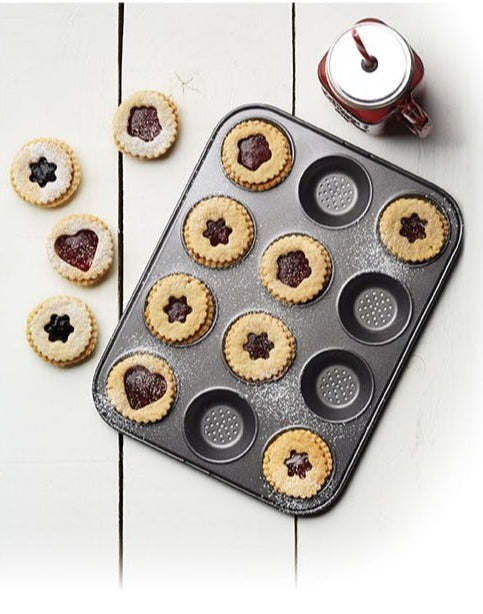 MasterClass Non-Stick 12-Cup Shallow Baking Pan for Muffins, Cupcakes & More - Perfect for Home Baking, Parties & Gifts