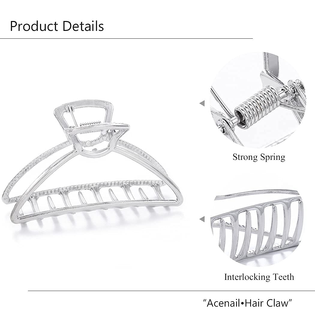 Acenail Metal Hair Clips for Thick Hair - Hollow Hair Claw, Half Bun Hairpins, Jaw Clamp Clips & Barrette - Fashion Hair Accessories for Women & Girls (Pack of 1) - Perfect for Updos, Ponytails & Everyday Styling