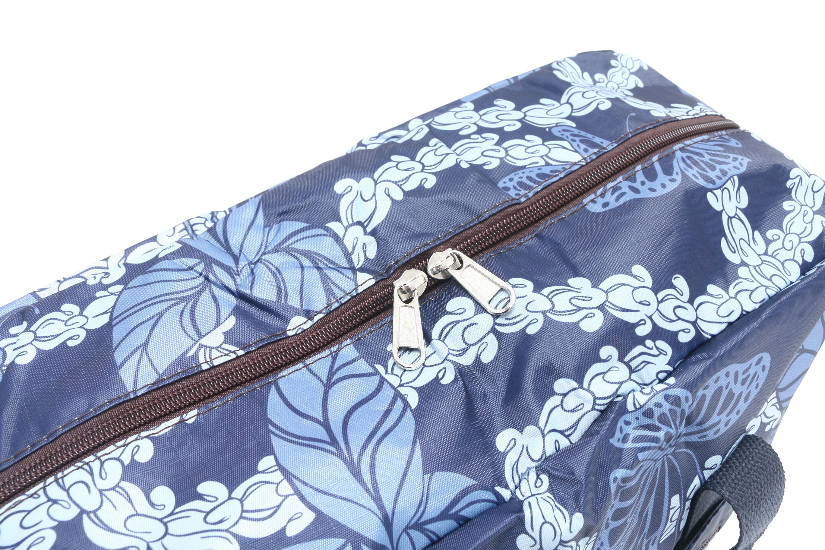 Foldable Duffle Bag for Travel & Gym - Waterproof Carry On Luggage with Shoulder Strap - Sophie Butterfly Lei Navy Design - Perfect for Weekend Getaways, Sports & Business Trips