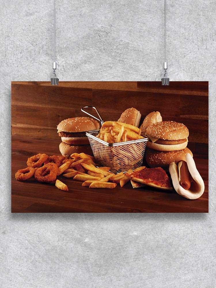 Smartprints Fast Food Collage Poster - Vibrant Wall Art Decor for Kitchen, Diner & Restaurant - Perfect for Home, Office & Commercial Spaces