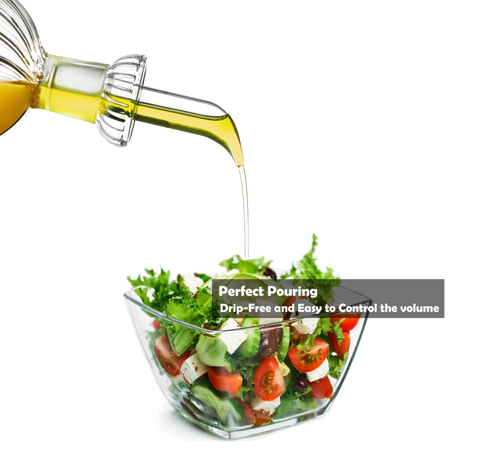 HAIZEEN 10 oz (300 ml) Glass Olive Oil Dispenser Bottle - Premium Oil Decanter & Cruet for Kitchen, Salad Dressing, Cooking & Baking - Durable & Leak-Proof Design