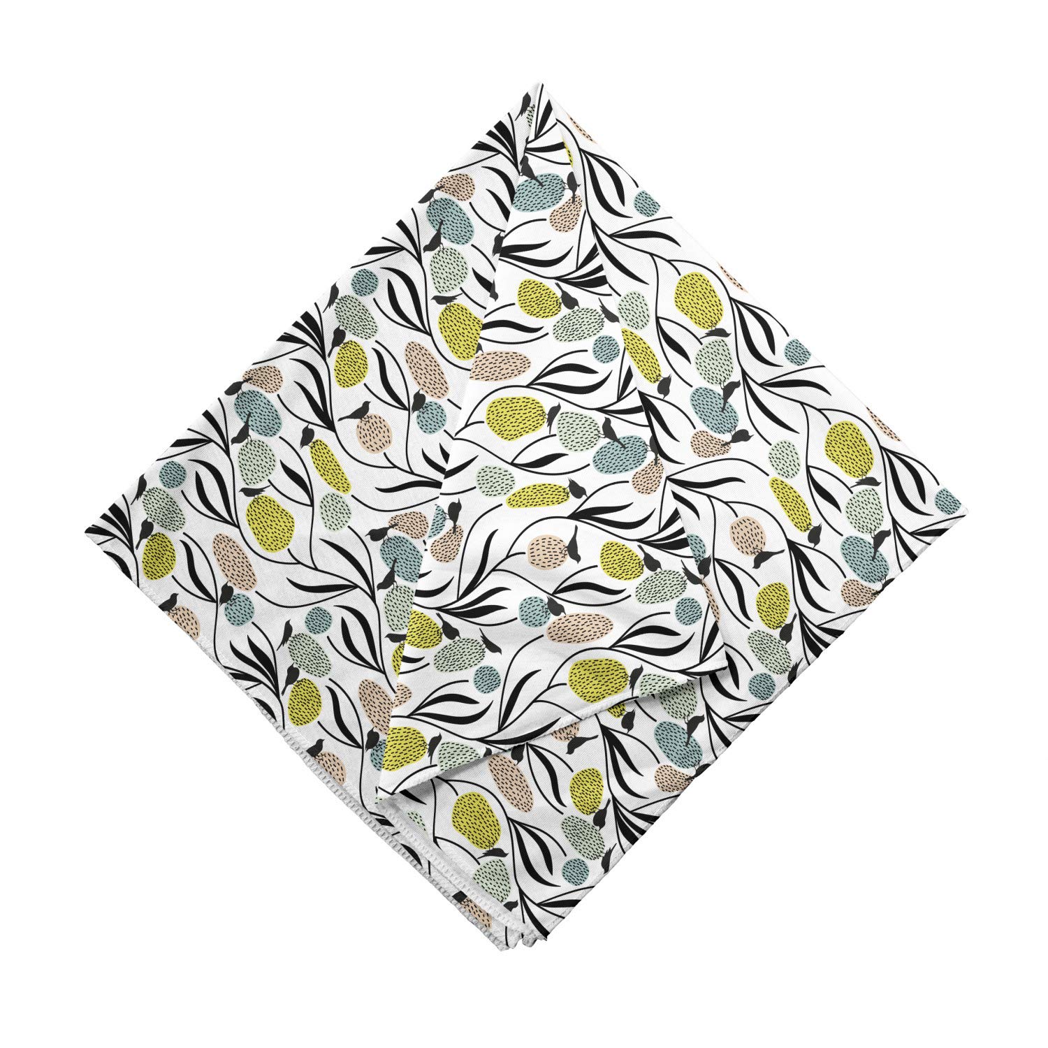 Ambesonne Spring Bandana - Birds & Abstract Plants Print, Unisex Head & Neck Scarf for Men & Women | Perfect for Outdoor Activities, Hiking, and Fashion Accessories