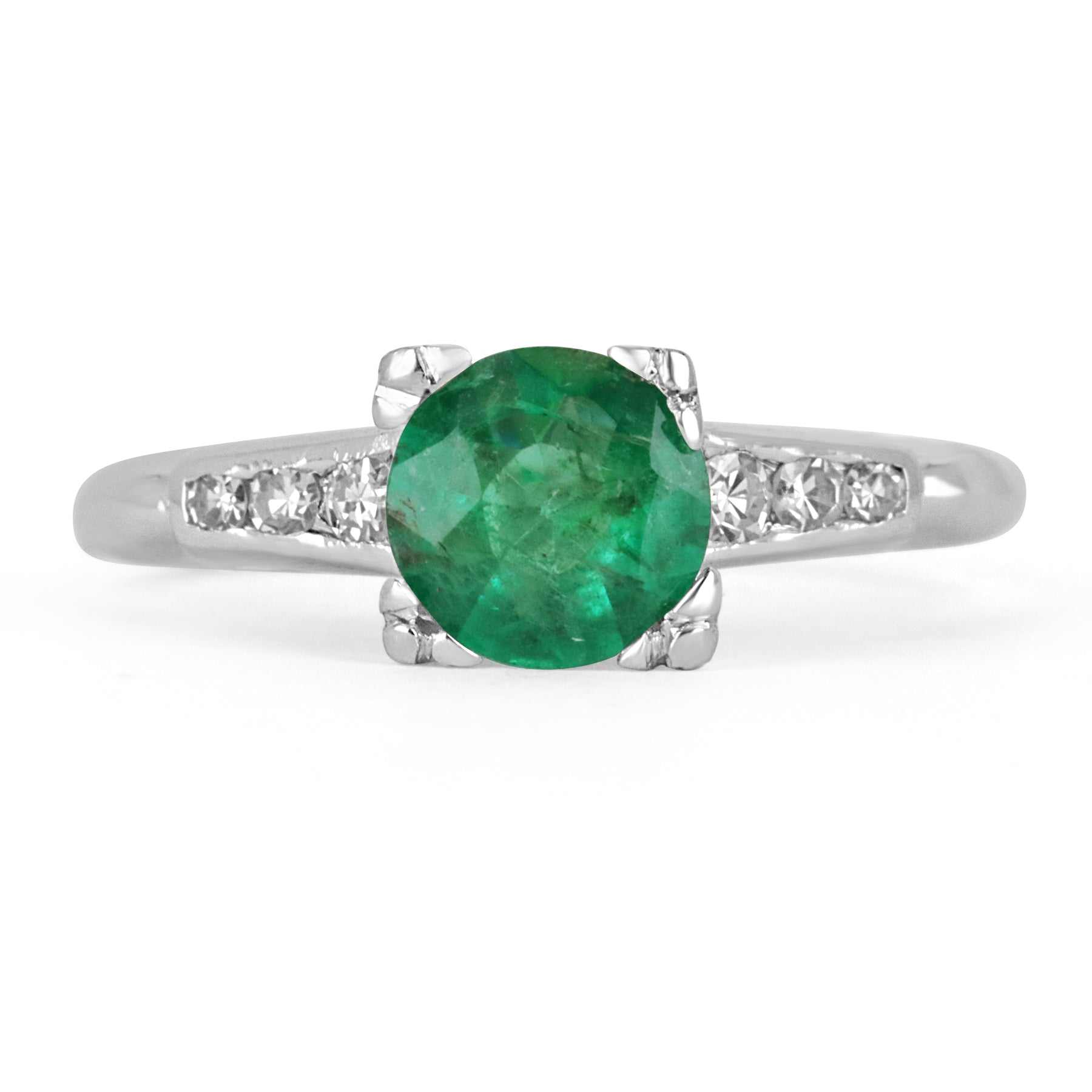 1.0tcw Dainty Dark Green Natural Emerald & Diamond Engagement Ring 14K Gold - Perfect for Proposals, Weddings, and Anniversary Gifts