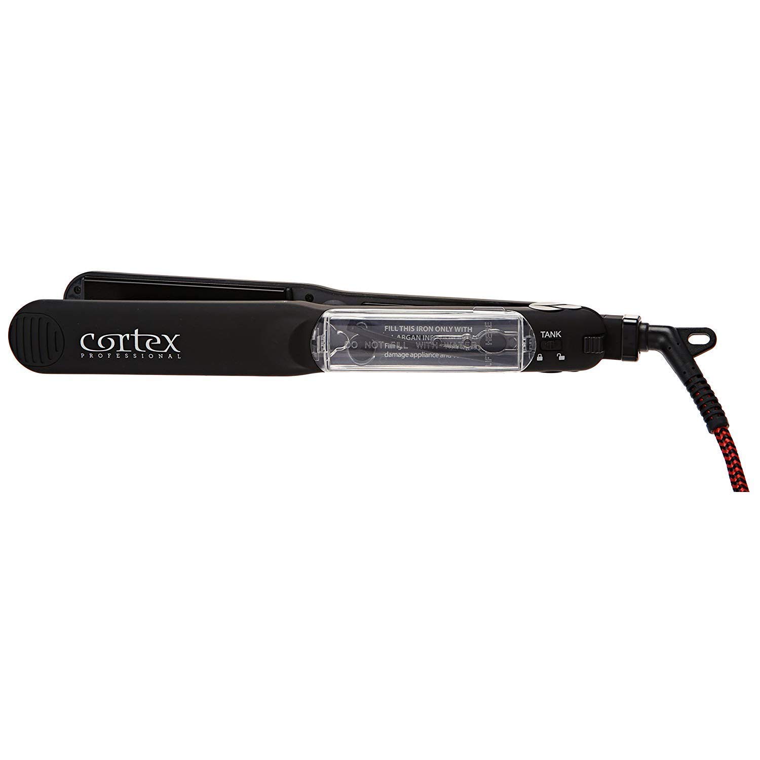 Professional Vapor Flat Iron with Ceramic Plates & Argan Infusion - 1.25 Inch Hair Straightener for Smooth & Shiny Hair - Includes Argan Oil Refill Bundle - Perfect for Salon & Home Use (Black)