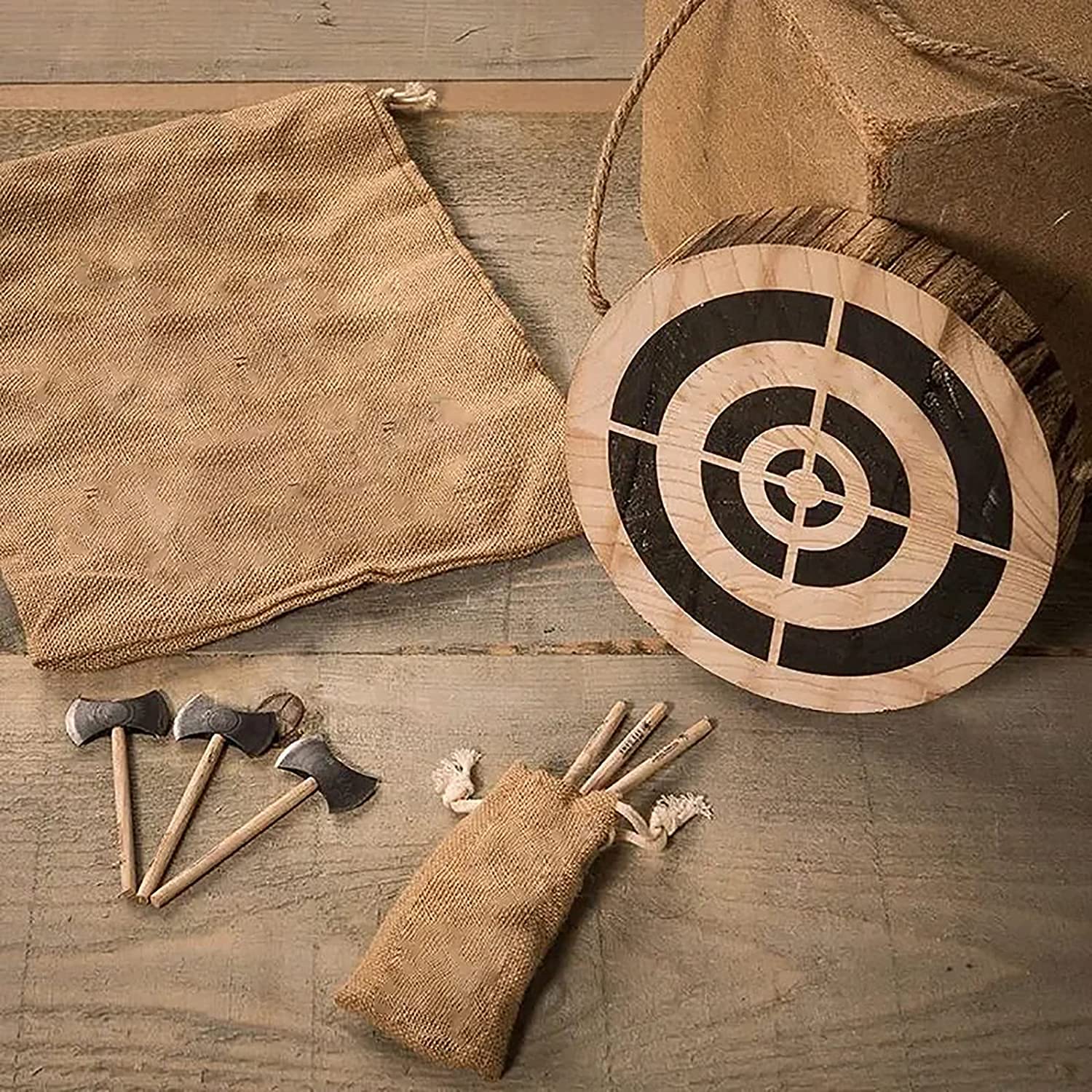 Mini Viking Axe Throwing Game Set - Wooden Dart & Hatchet Frisbee Toy for Adults, Outdoor/Indoor Party Games - Perfect for Backyard BBQs, Camping Trips & Viking-Themed Events