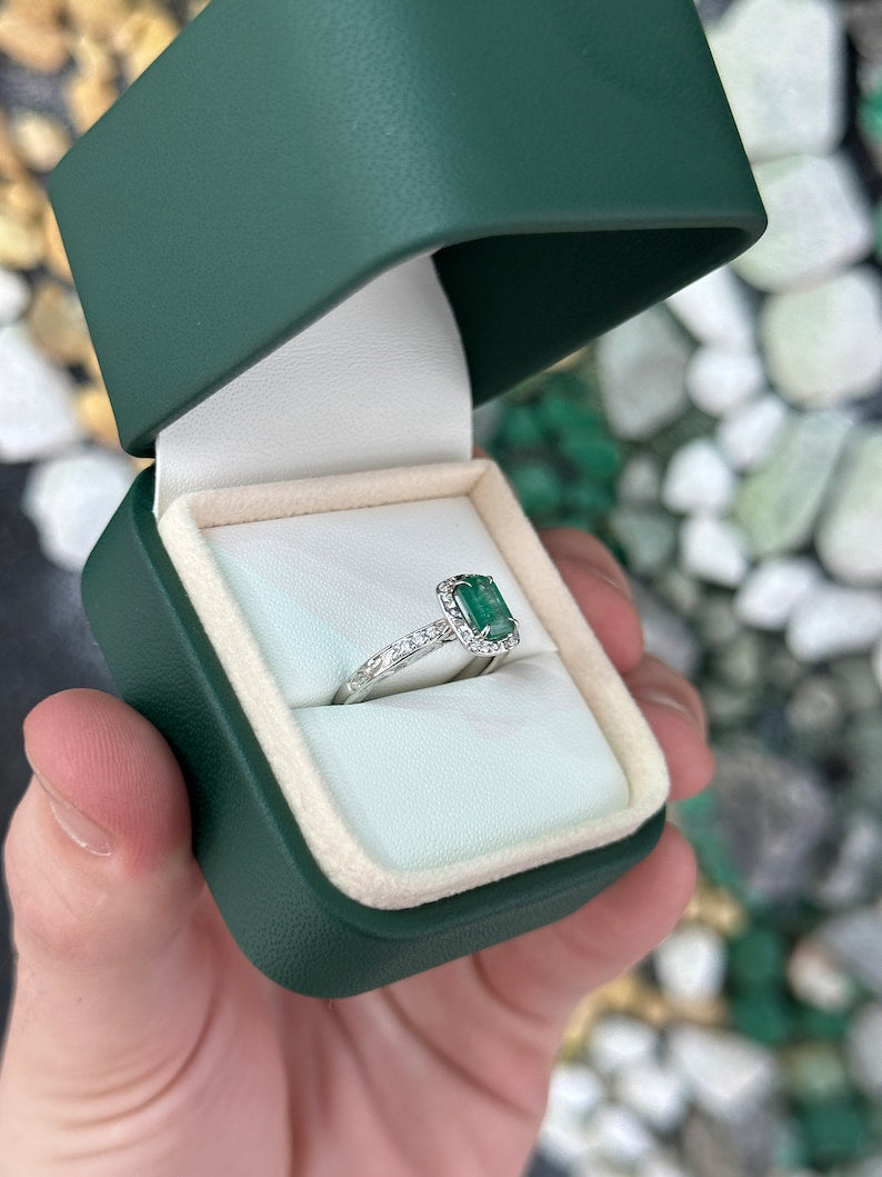 1.20tcw Vintage Inspired Floral Emerald Cut Diamond Engagement Ring in 14K Gold - Perfect for Proposals, Anniversaries & Romantic Gifts