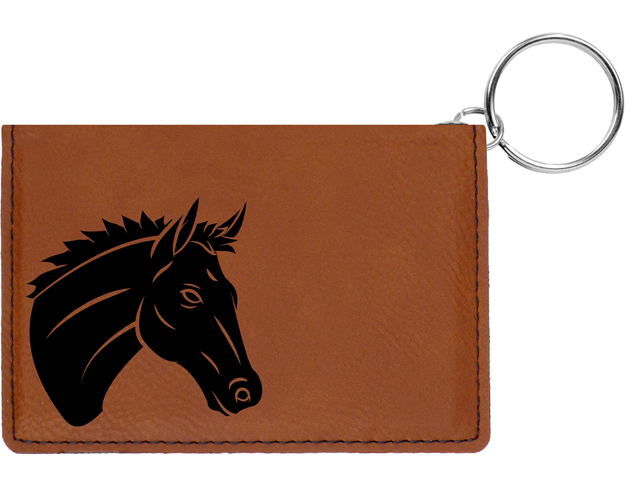 Majestic Horse Laser Engraved Leatherette Keychain Wallet - Stylish RFID Blocking Bifold Card Holder for Men & Women - Perfect for Equestrian Gifts, Horse Lovers & Everyday Carry