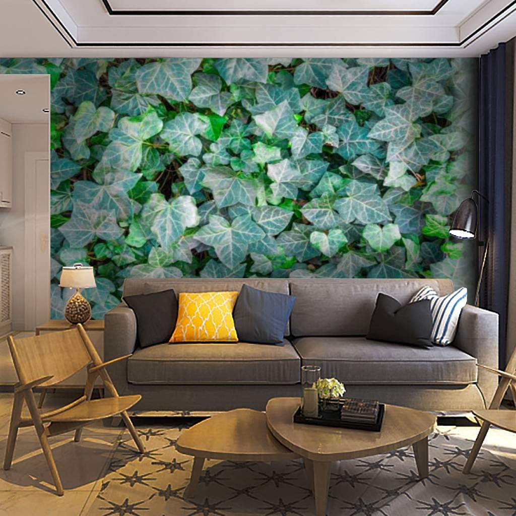 Self-Adhesive Removable Ivy Wallpaper Mural - English Ivy Texture (Hedera Helix) Peel & Stick Wall Decor for Living Room, Bedroom & Home Office - Easy DIY Home Craft Decal & Wall Sticker