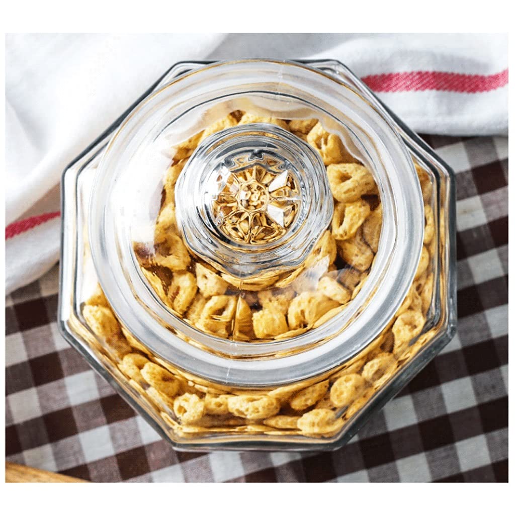 Glass Food Storage Jars with Airtight Lids - 2-Piece Polygonal Kitchen Canister Set (1300ml x2) | Pantry Organization, Spice Storage, Bathroom Essentials | Perfect for Flour, Sugar, Coffee & Toiletries