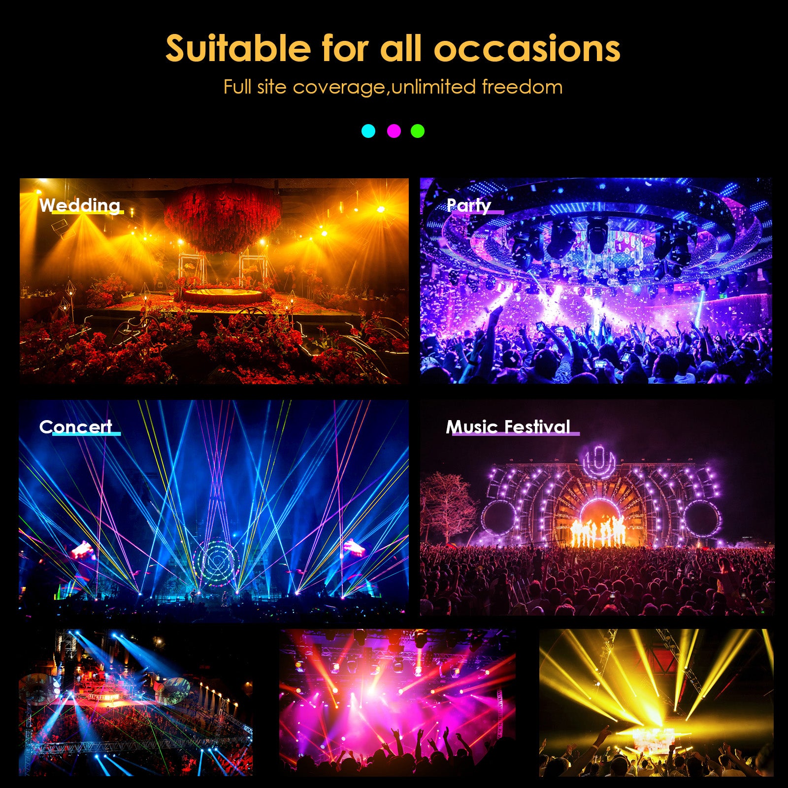 1/2/4 Set 7x10W Moving Head Stage Light - 70W 7 LED RGBW DMX DJ Disco Lighting for Party, Club, Concert and Stage Performances