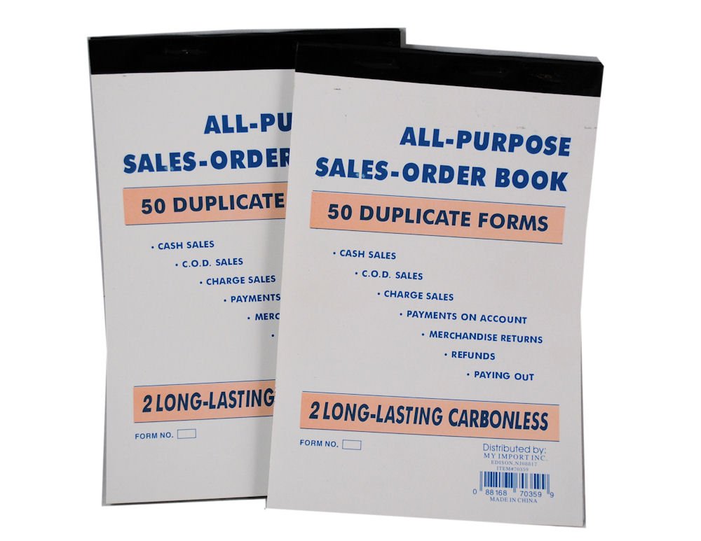 2-Pack All Purpose Invoice & Sales Order Books - 100 Pages Total (2 Books of 50 Pages Each) for Small Business, Retail & Office Use