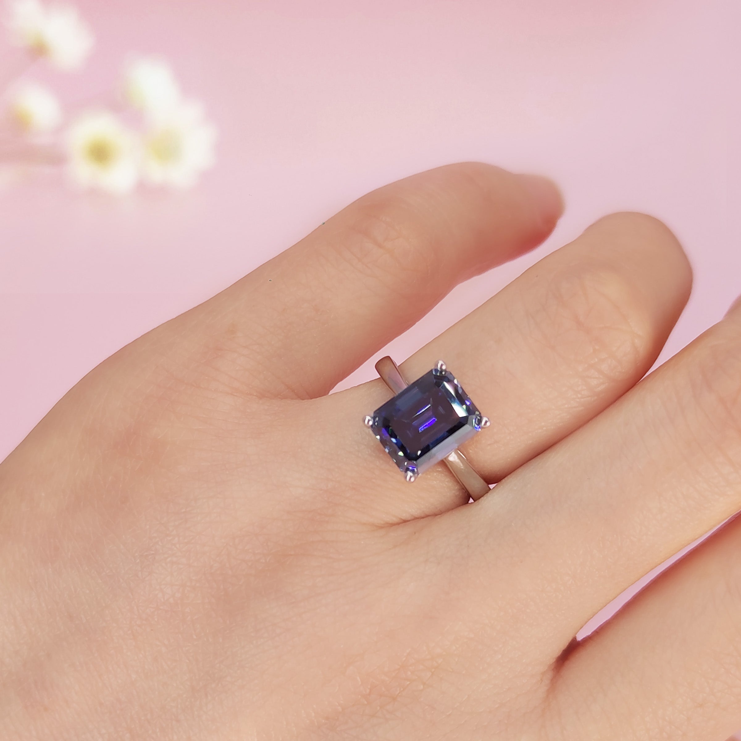 Emerald Cut Moissanite Ashes Ring - Elegant & Sparkling Jewelry for Women | Perfect for Memorial, Wedding & Special Occasions