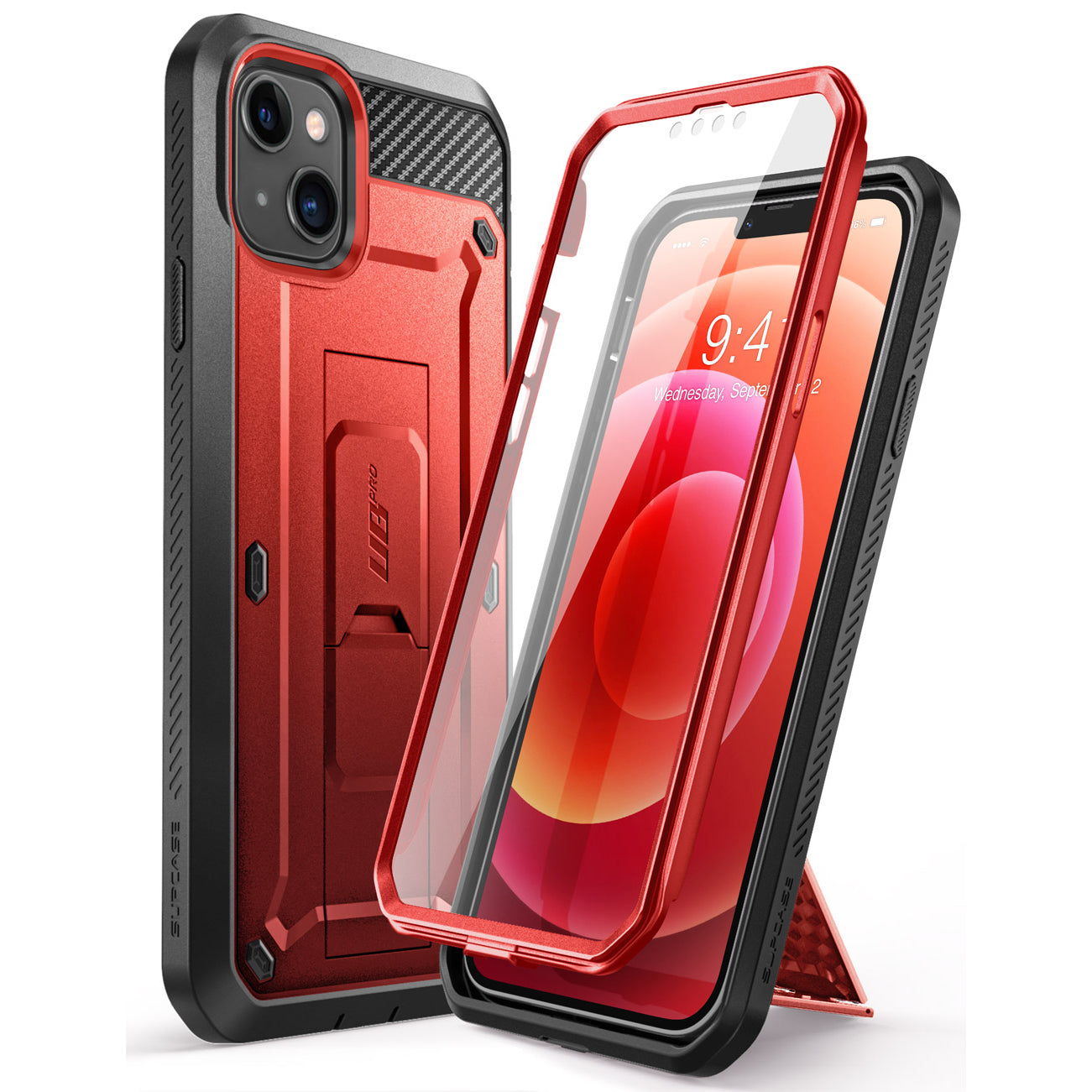 iPhone 13 6.1 Inch Unicorn Beetle Pro Rugged Case - Shockproof, Drop Protection, Military Grade (Metallic Red) - Perfect for Outdoor, Work & Extreme Sports